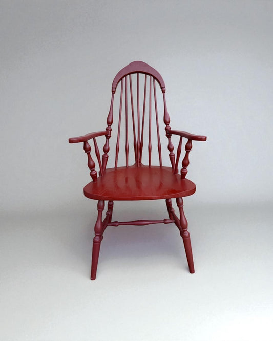 Vintage Red Windsor Armchair Colonial Style - Hand-Painted Finish