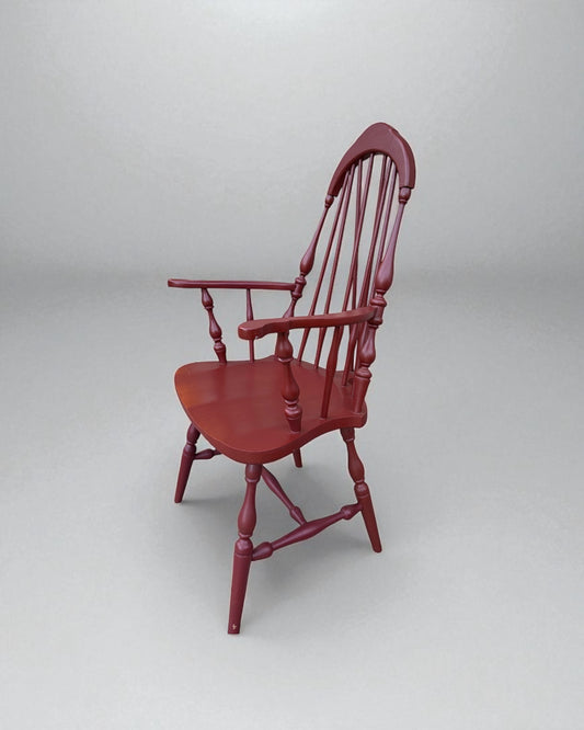 Vintage Red Windsor Armchair Colonial Style - Hand-Painted Finish