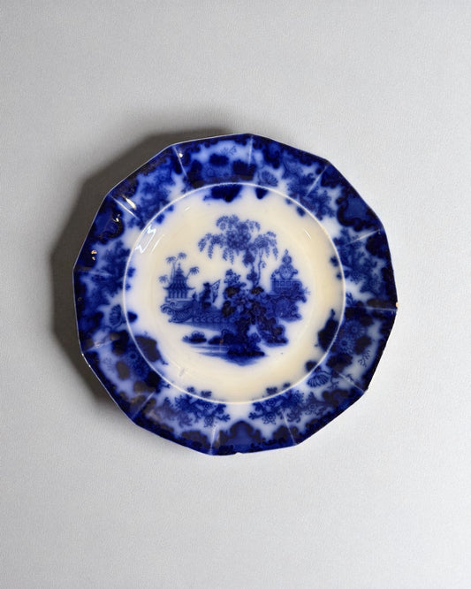 Scinde Oriental Stone J&G Alcock Flow Blue Dinner Plate 10 1/2"