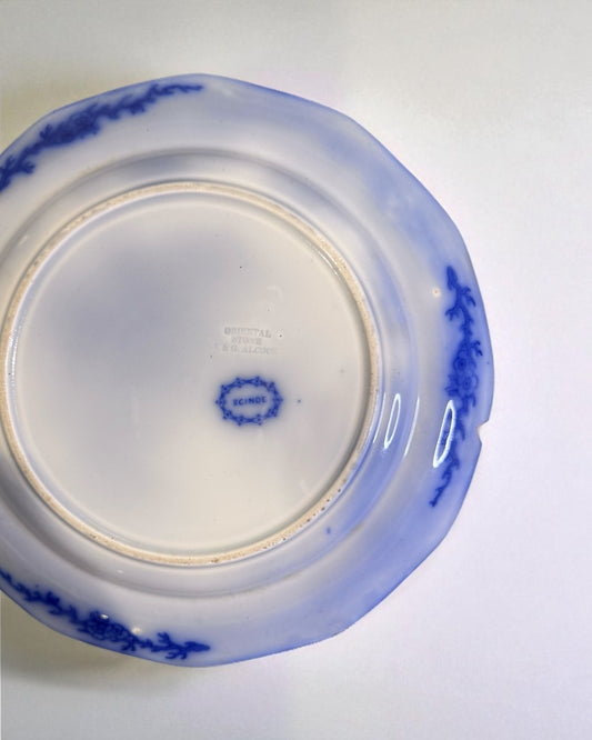 Scinde Oriental Stone J&G Alcock Flow Blue Dinner Plate 10 1/2"