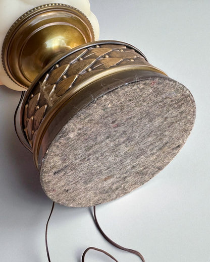 Vintage Mid-Century Milk Glass Table Lamp with Brass Base