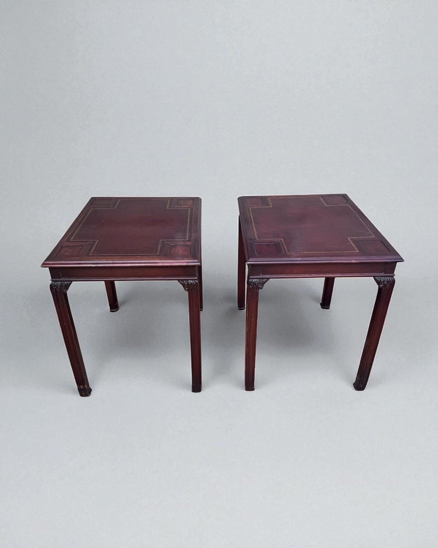 Pair of Leather Top Zangerie  Chippendale Style Table