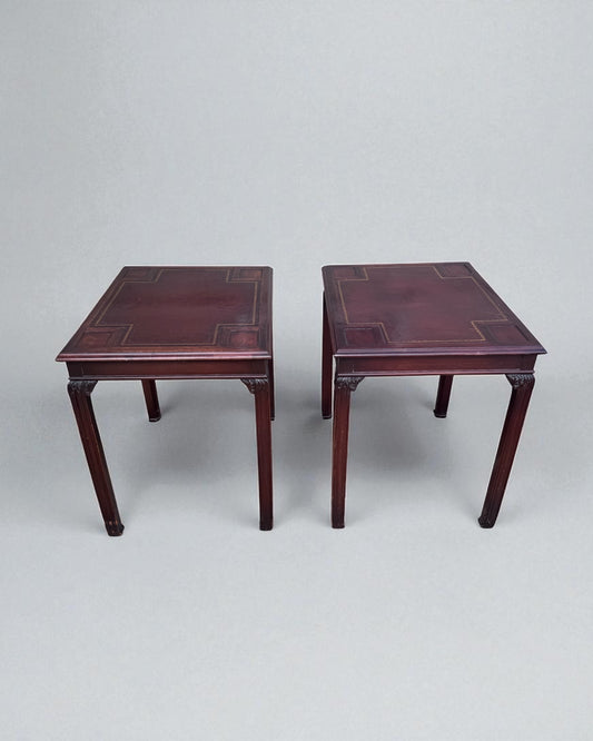 Pair of Leather Top Zangerie  Chippendale Style Table