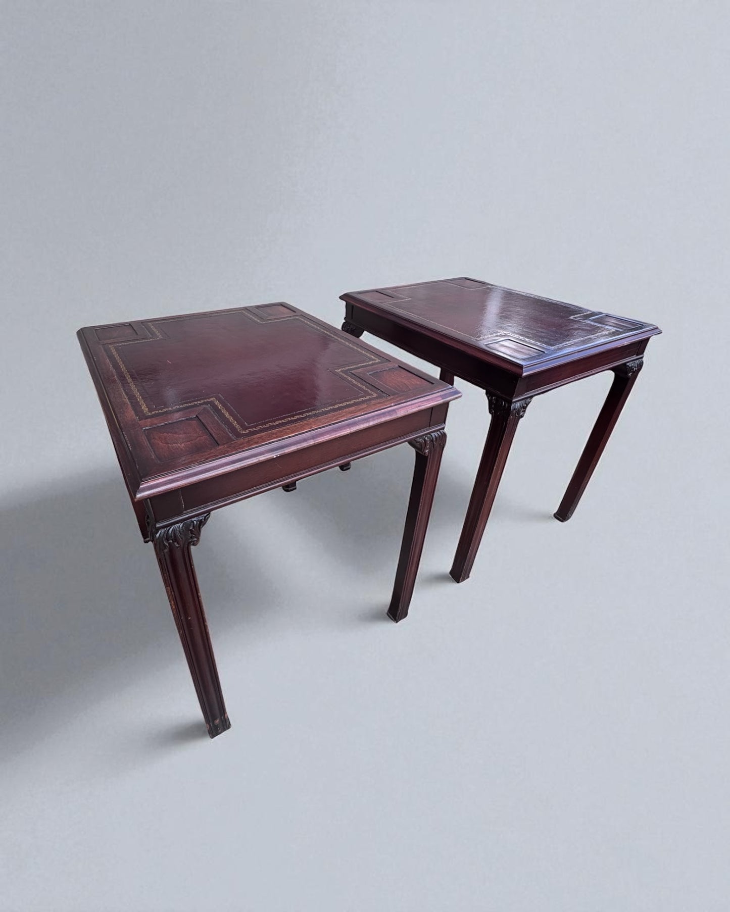 Pair of Leather Top Zangerie  Chippendale Style Table
