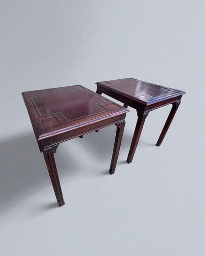 Pair of Leather Top Zangerie  Chippendale Style Table