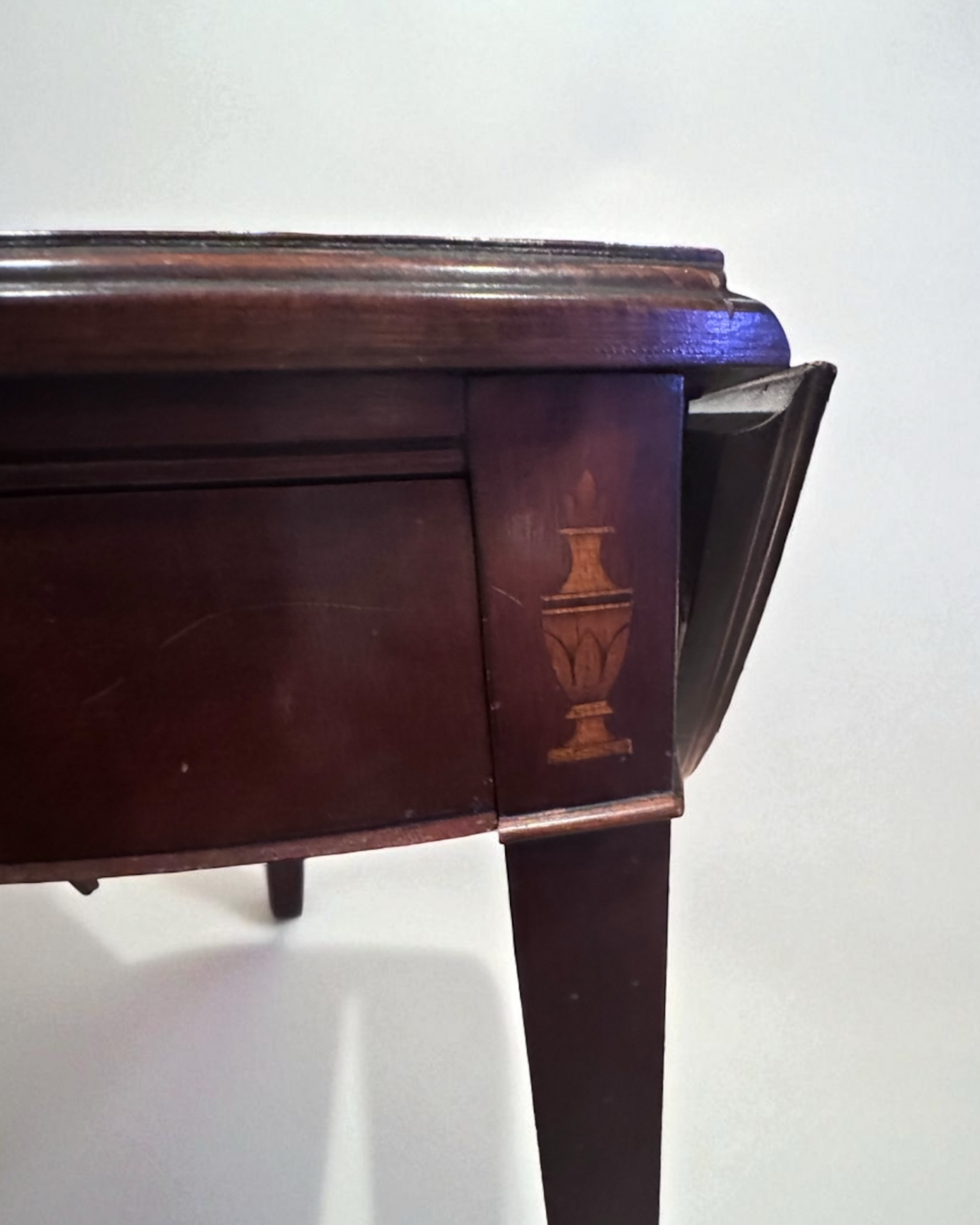 Pembroke Leather Top drop leaf table